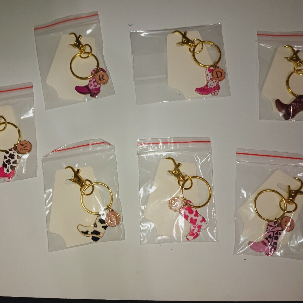 Stylish Boot-Shaped Key Holders with Gold Rings